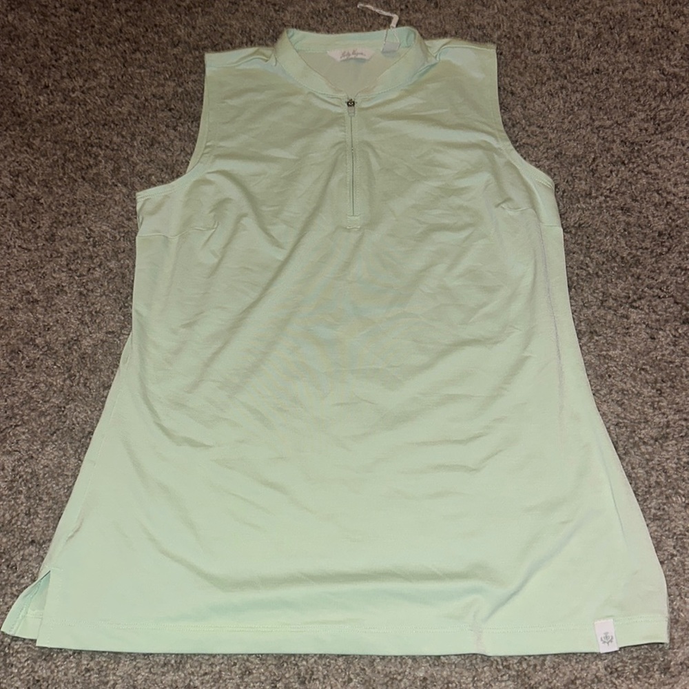 XS lady Hagen tank top light green half zipper